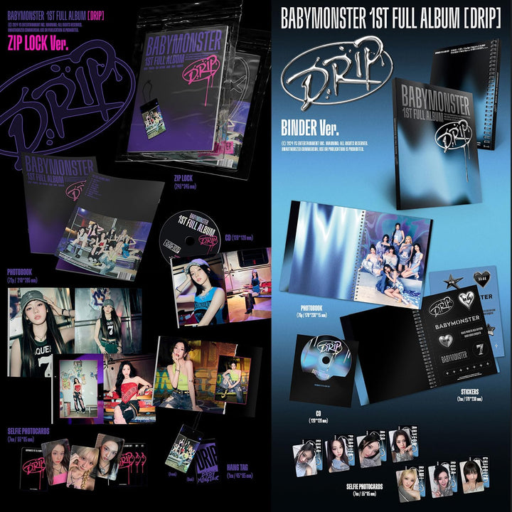 BABYMONSTER - 1st Full Album [DRIP] (BINDER Ver.) Photobook + CD + Stickers + Selfie Photocards + 4