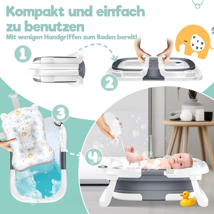 KIDIZ® Baby Badewanne | Babywanne platzsparend & faltbar | Badebecken Duschwanne für Neugeborene Kle
