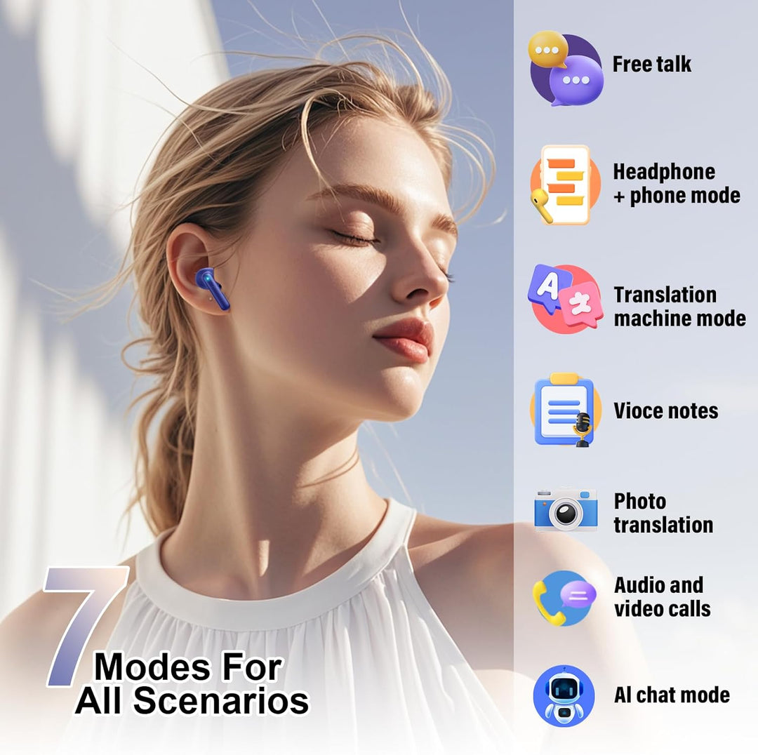 KI Kopfhörer Übersetzer, 42Std Bluetooth 5.4 Sprachübersetzer Kopfhörer mit 164 Sprachen, 7 Übersetz