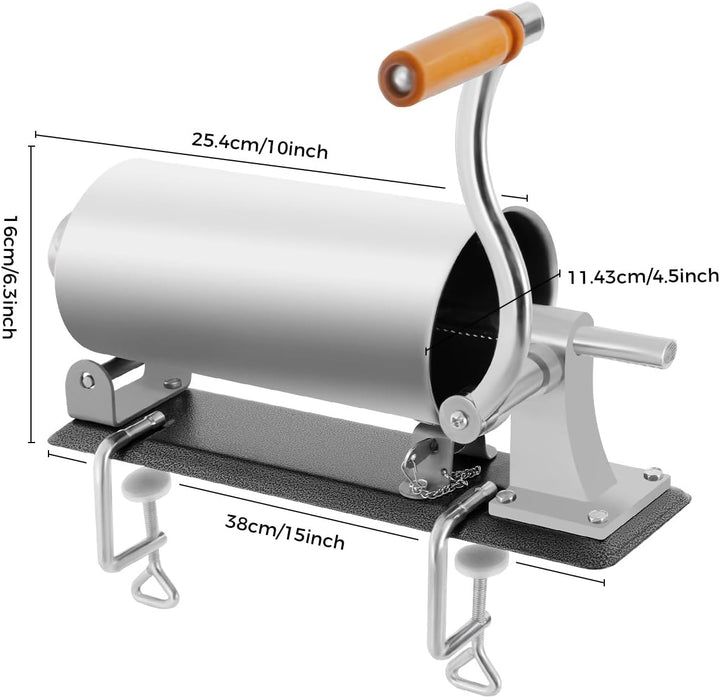 Manueller Wurstfüller aus Edelstahl 3L, horizontale Wurstfüllmaschine mit 4 Füllrohren