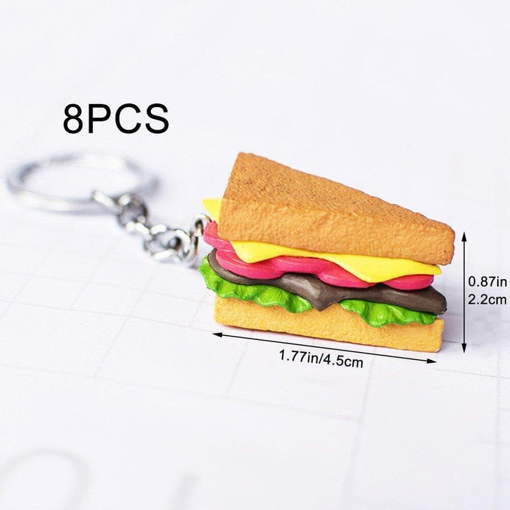 8 Pcs Food Keychain Mini Simulation Sandwich Schlüsselbund Food Anhänger Kreativer Köstlicher Lebens
