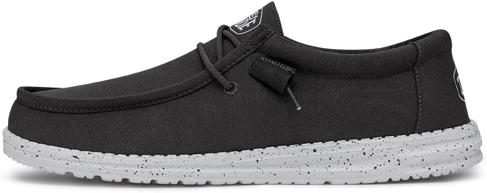 Hey Dude Herren Wally Slub Canvas Moc Toe Shoes 40 EU Dunkelgrau, 40 EU Dunkelgrau