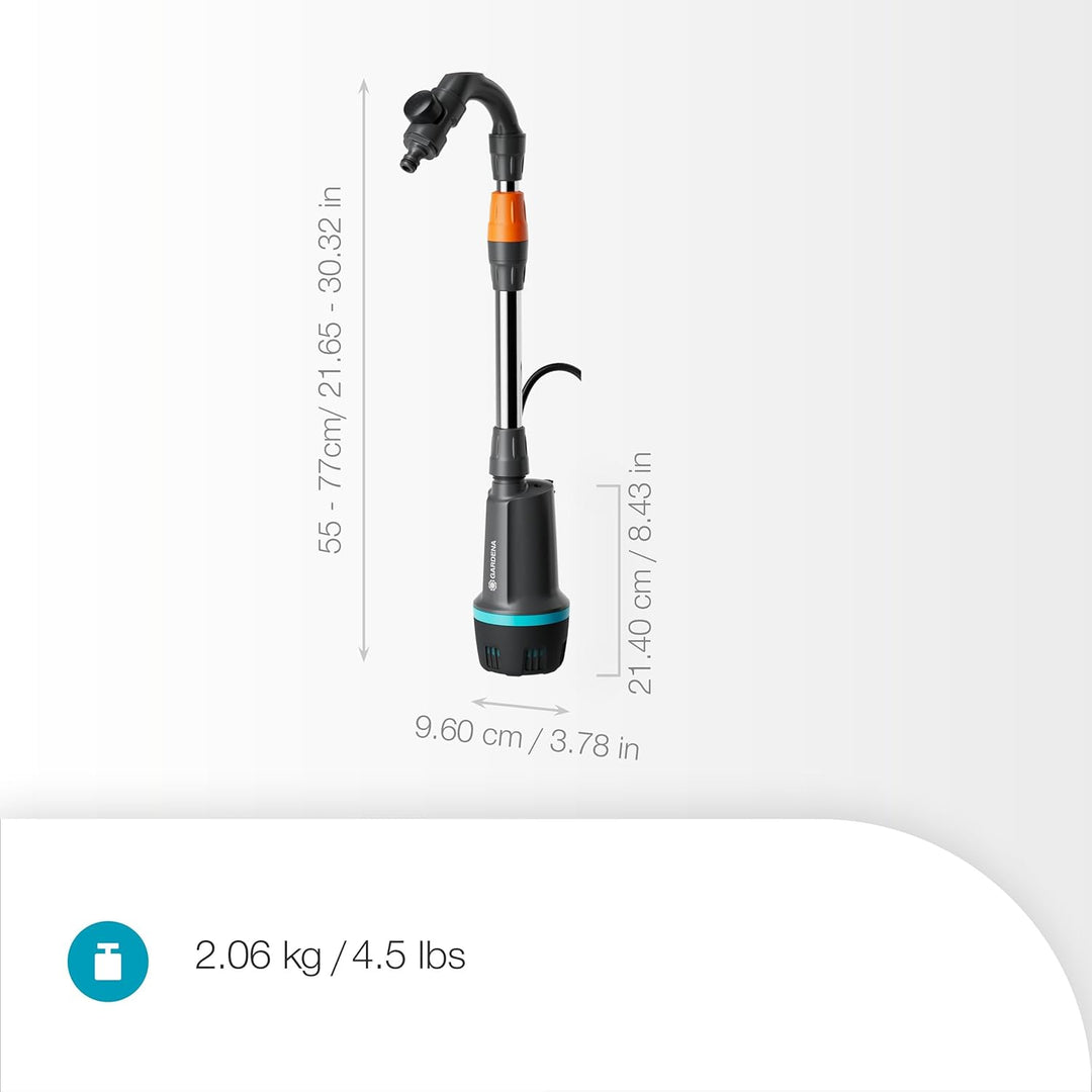 Gardena Akku-Regenfasspumpe 2600 Comfort 18V P4A solo Pumpen: Bewässerungsplaner, Timer-Funktion, Pa