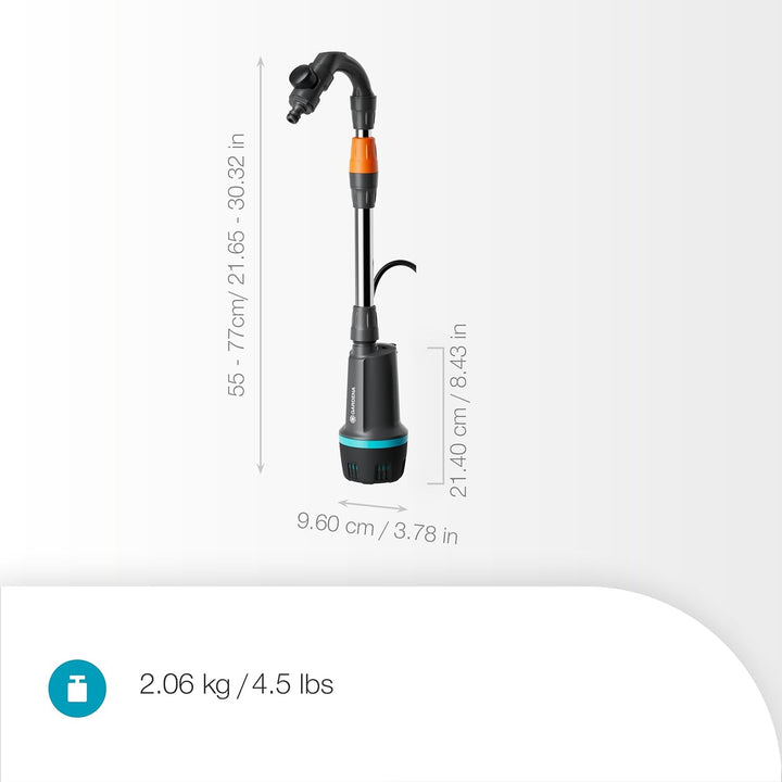 Gardena Akku-Regenfasspumpe 2600 Comfort 18V P4A solo Pumpen: Bewässerungsplaner, Timer-Funktion, Pa