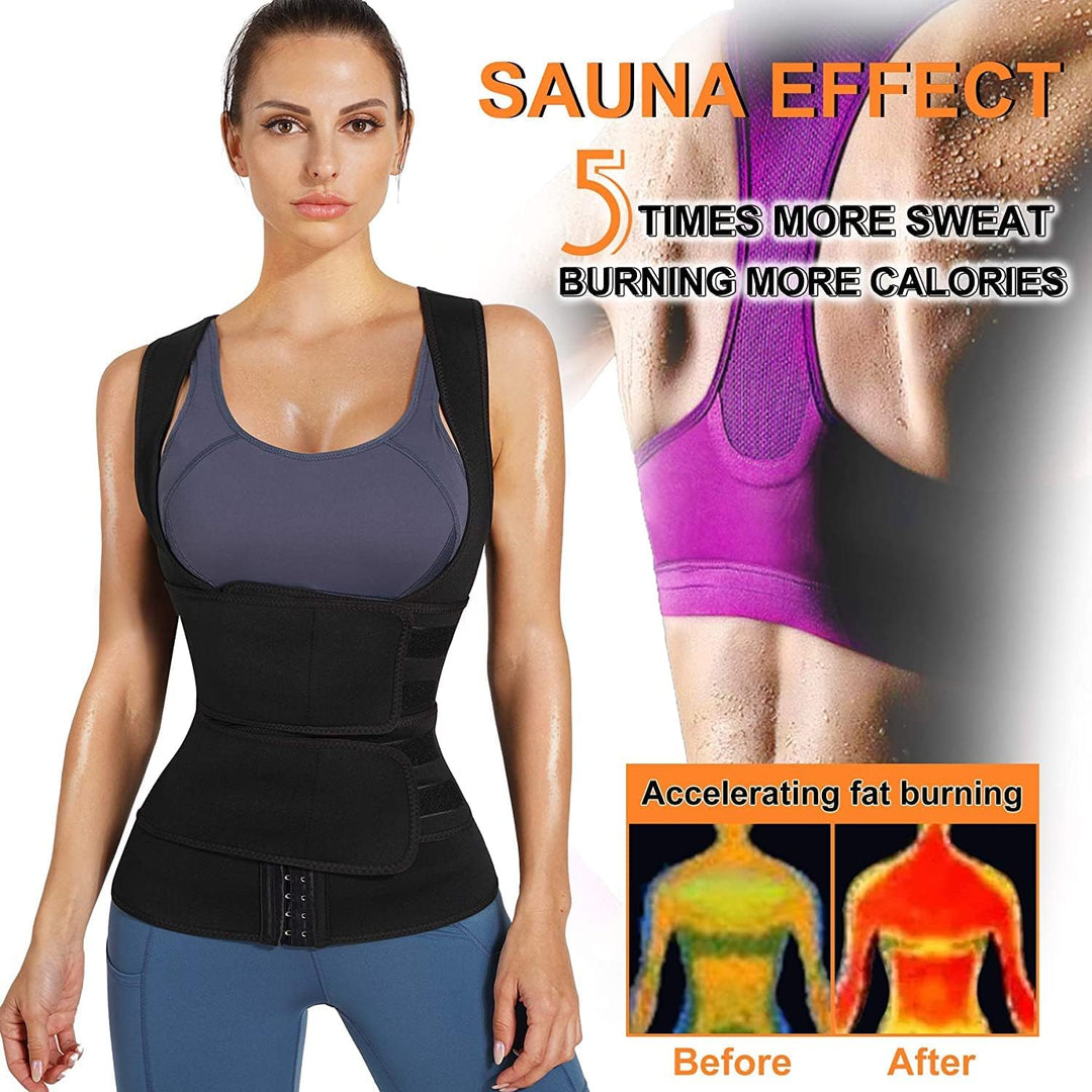 KUMAYES Sauna Weste Damen mit Bauchweggürtel Neopren korsett damen bauchweg waist trainer shapewear