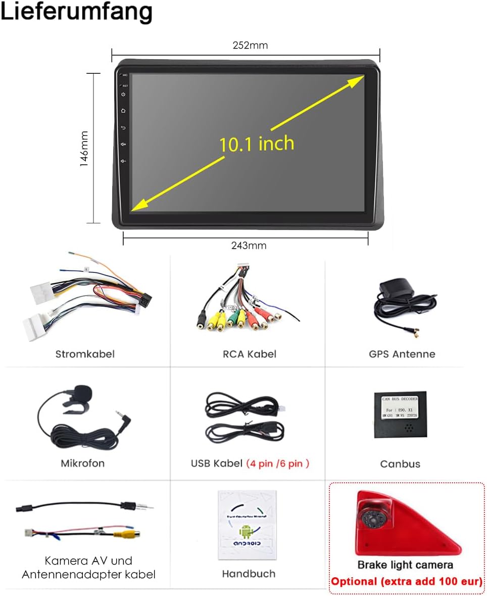 Auto Radio Autospieler GPS Navi Navigation Carplay/Android Autoradio 10 Zoll HD-Touchscreen, Ersatz