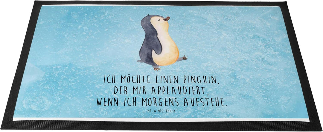 Mr. &amp; Mrs. Panda 50 x 75 cm Fussmatte Pinguin marschierend - Geschenk, Schwester, Motivfussmatte, Fr