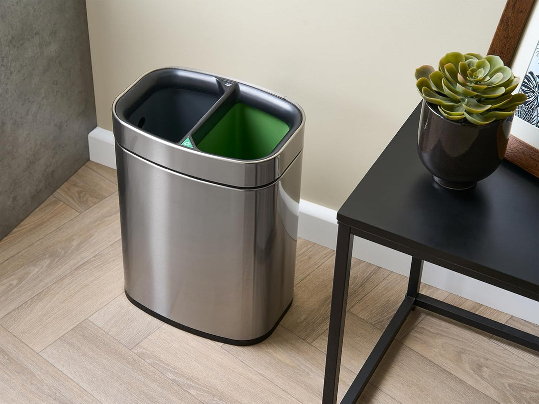 Corby Newport Doppel-Recyclingbehälter aus gebürstetem Edelstahl Brushed Stainless Steel, Brushed St