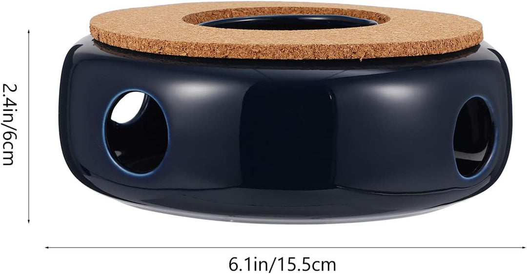 Cabilock Keramik Retro Teekannenwärmer mit Holzsockel Teekannenwärmer für Warmen Tee für Teehaus und