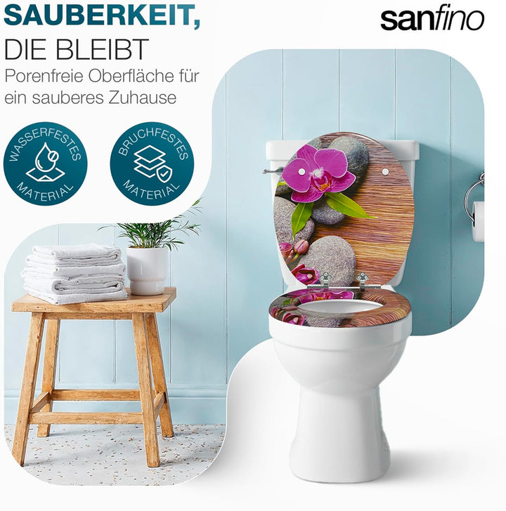 Premium WC Sitz mit Absenkautomatik – hochwertige Toilettendeckel aus Holz, viele bunte Motive, hohe