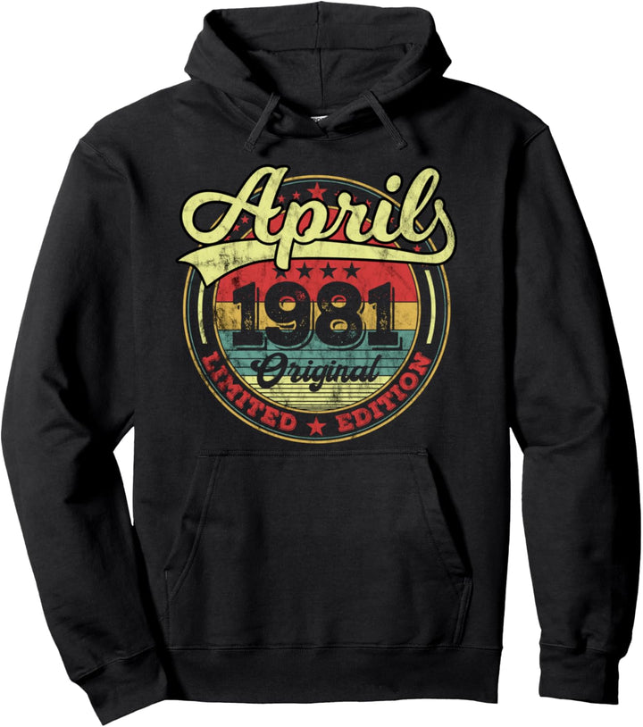 April 1981 40. Geburtstag Männer Frauen Retro Vintage Pullover Hoodie