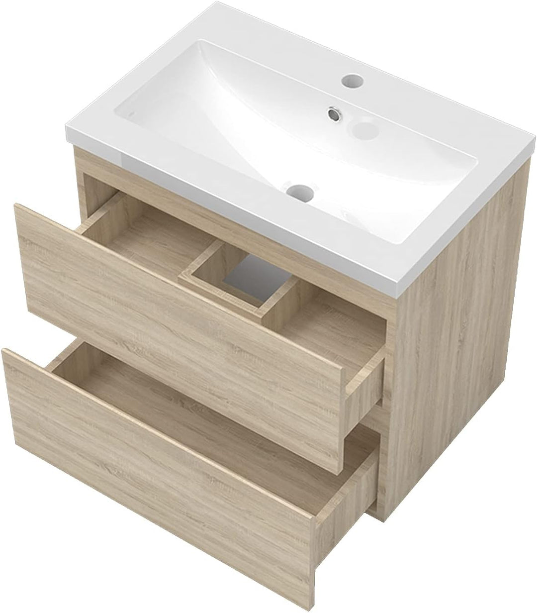 Aica Sanitär Waschtisch mit Unterschrank 60 cm Badmöbel Set mit Waschbecken Mineralguss Gäste WC Eic