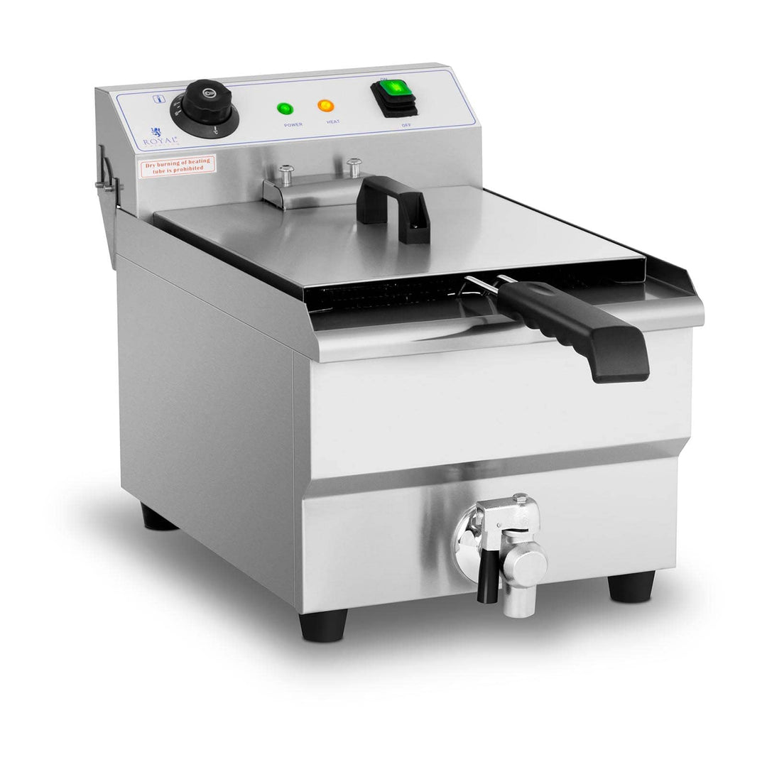 Royal Catering Elektro-Fritteuse Kapazität 13 l 3200 W Temperaturbereich 50-200 °C Ablasshahn Edelst