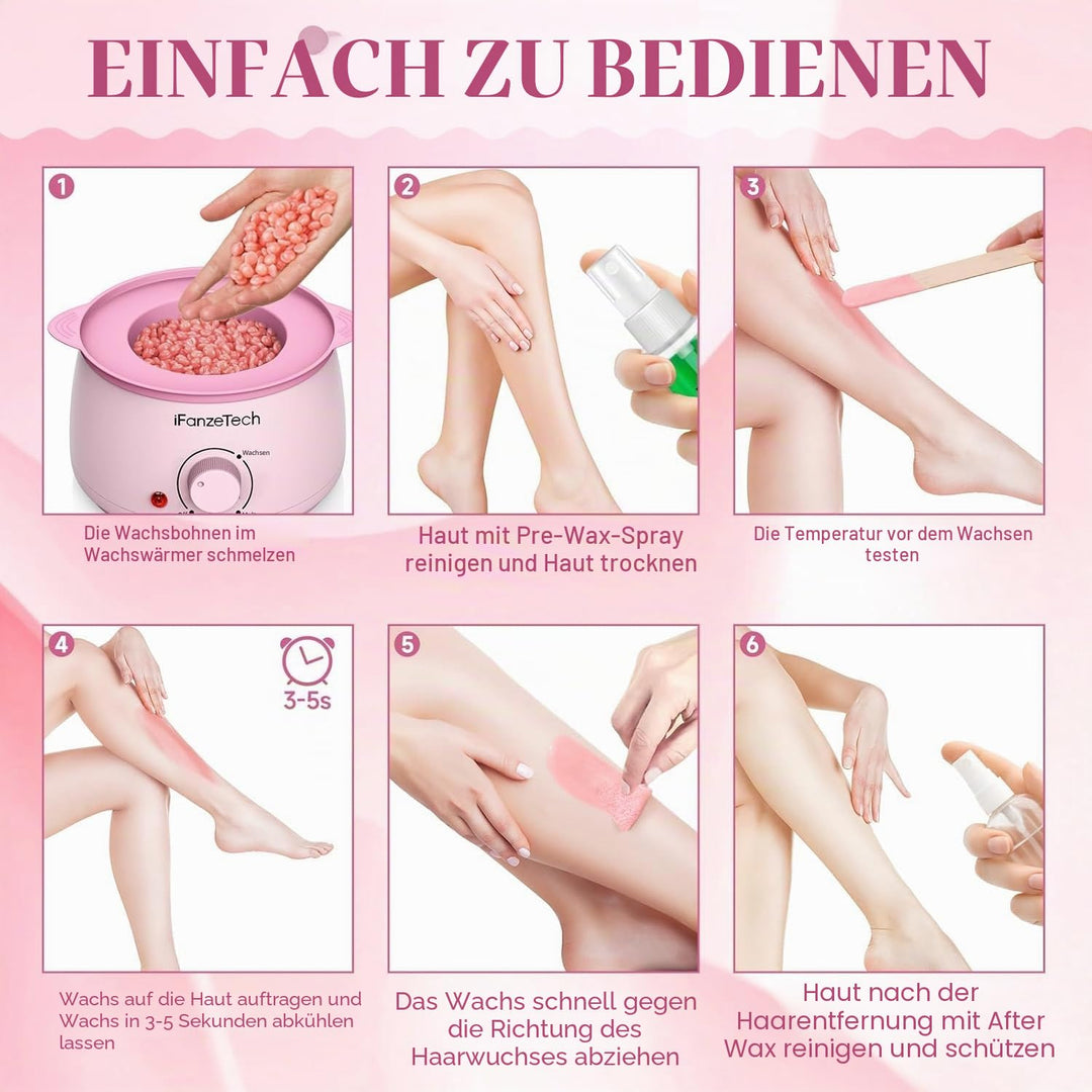 iFanzeTech Wax Maschine Waxing Set Frauen: Wachs Haarentfernung - Wachswärmer Wachsgerät zur haarent