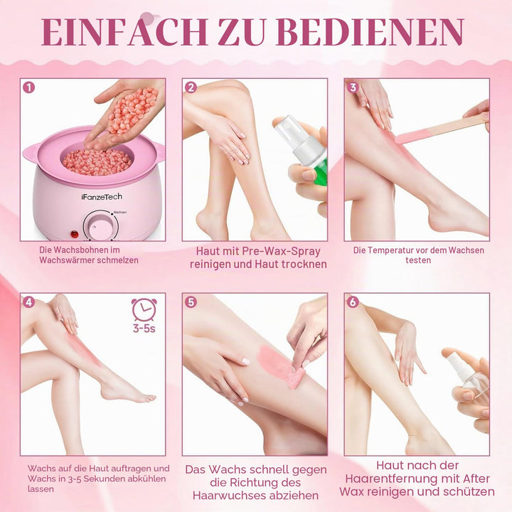 iFanzeTech Wax Maschine Waxing Set Frauen: Wachs Haarentfernung - Wachswärmer Wachsgerät zur haarent