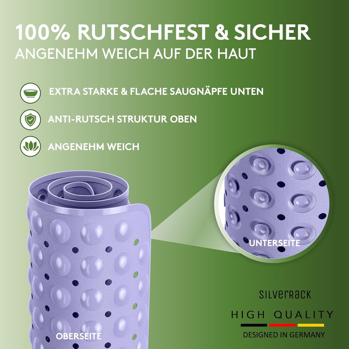 Badewannenmatte 100x40 cm (Lavendel) - Antirutschmatte Badewanne BPA frei für Kinder und Babys - Dus