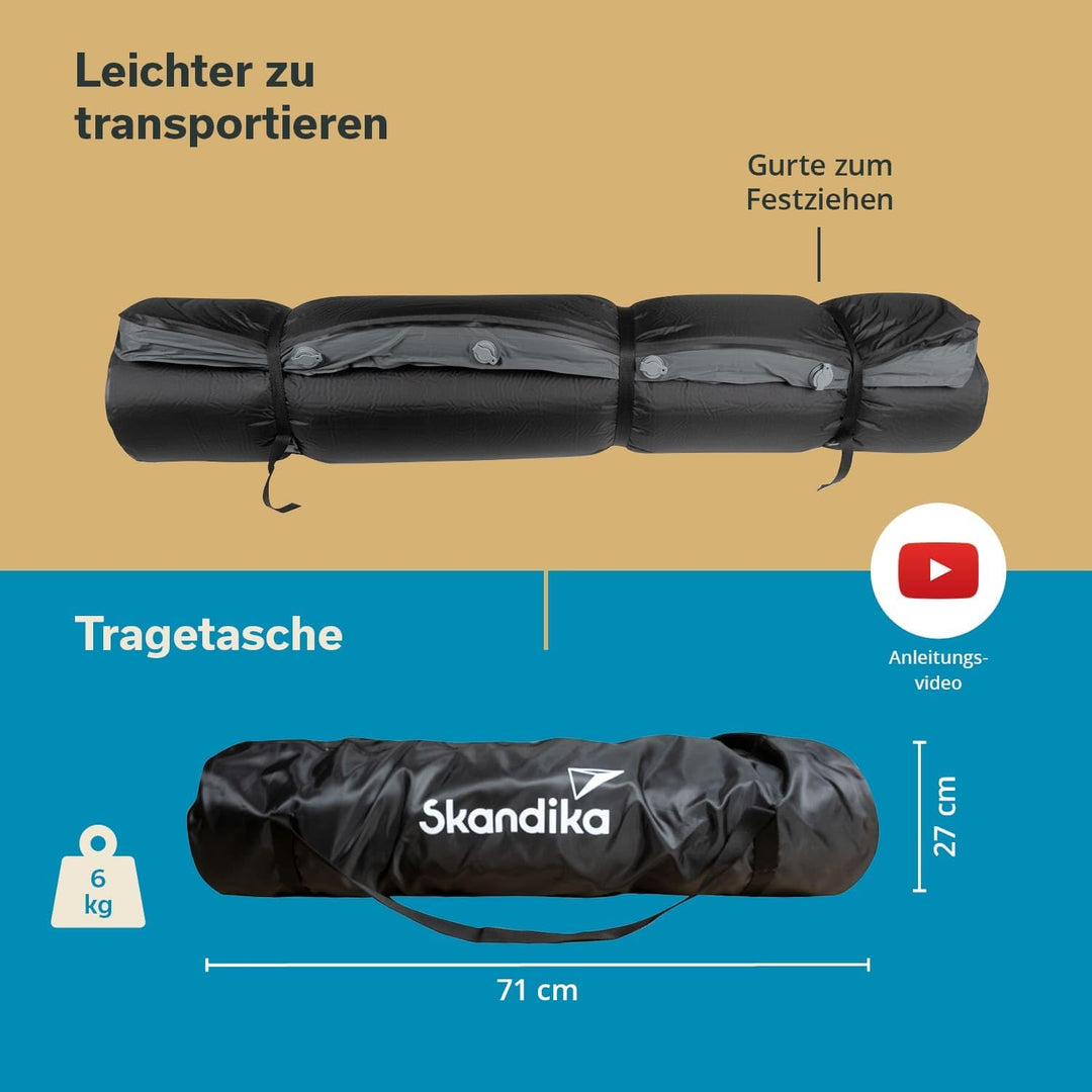 Skandika Premium Easy Isomatte Double 3D | 10 cm dick, selbstaufblasend, leicht, faltbar, selbstfüll