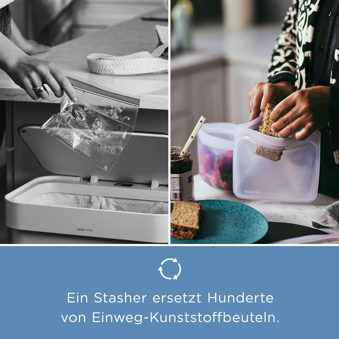 Stasher Bag Premium Silikonbeutel wiederverwendbar für Lebensmittel, Sandwich Bag, Lavendel, Dauerha