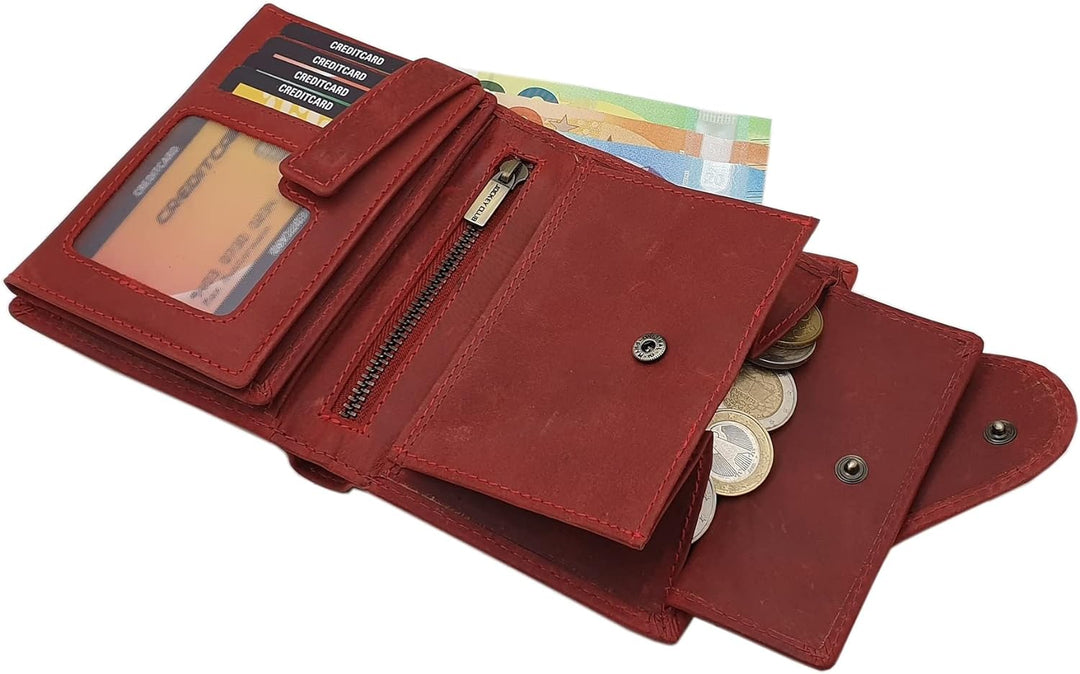 myledershop Vollrindleder Damen Hochformat Geldbörse/Geldbeutel/Portemonnaie mit Aussenriegel mit Li