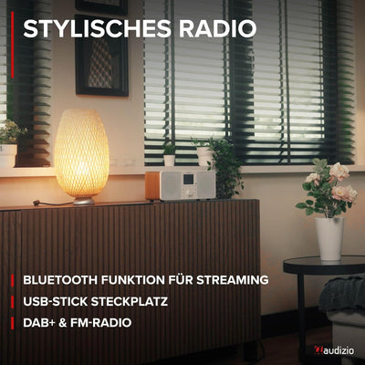 Audizio Genua DAB Radio mit Bluetooth – Stereo DAB Plus Radio mit Fernbedienung, 60 Speicherplätze,