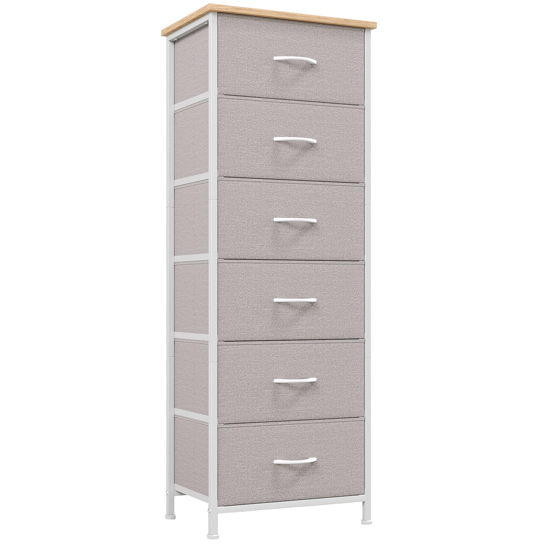 Somdot Kommode mit Schubladen aus Stoff für Schlafzimmer, Kommode Wohnzimmer Flur, Komodenschrank Sc