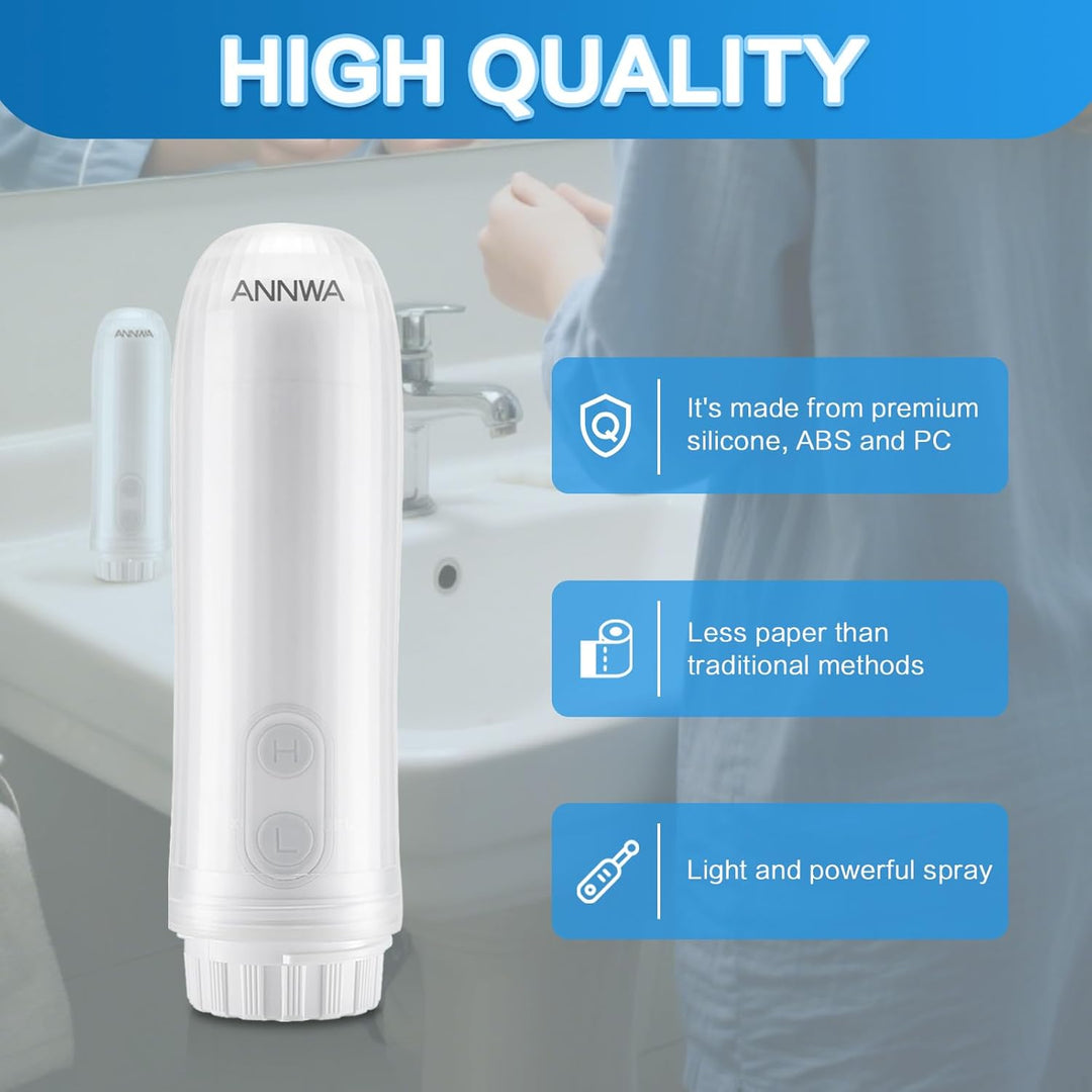 Tragbares Bidet, für Reisen, IPX6, wasserdicht, Düse verstellbar um 180 °, 2 Druckmodi, ergonomisch,