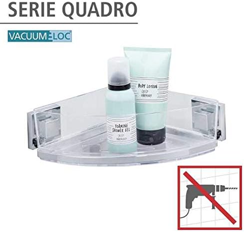 WENKO Vacuum-Loc Badezimmer Eckregal Quadro UNO, Mit herausnehmbarer Schale, Befestigen ohne Bohren,