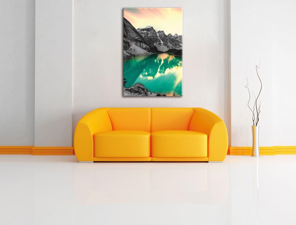 Pixxprint prachtvoller Moraine Lake in Canada als Leinwandbild/Grösse: 100x70 cm/Wandbild/Kunstdruck