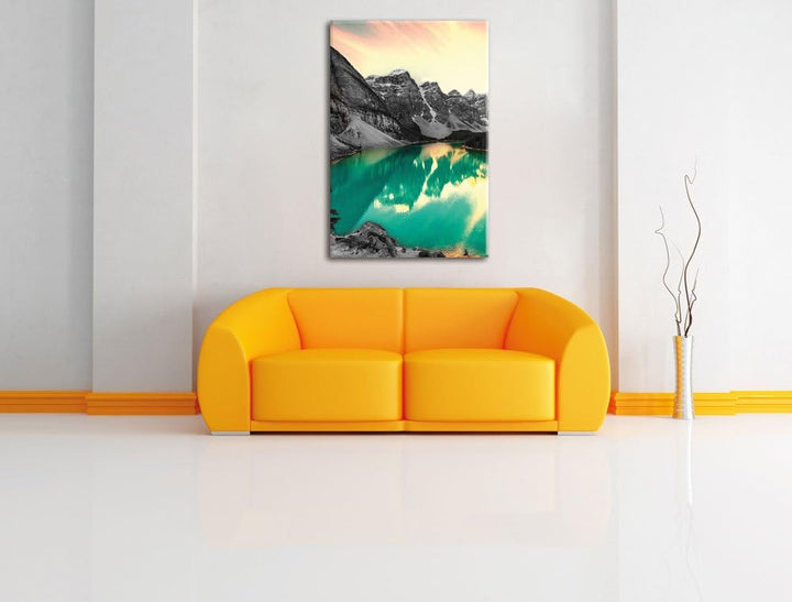 Pixxprint prachtvoller Moraine Lake in Canada als Leinwandbild/Grösse: 100x70 cm/Wandbild/Kunstdruck