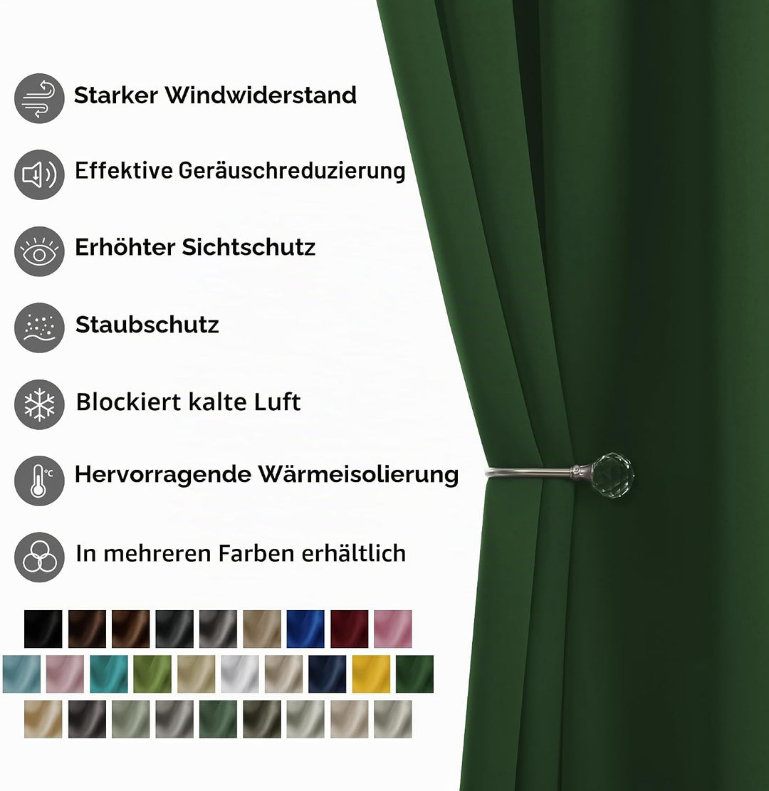 Deconovo Vorhang Blickdicht Verdunkelungsvorhang Kälteschutzvorhang Blickdicht, 160x107 cm(HöhexBrei