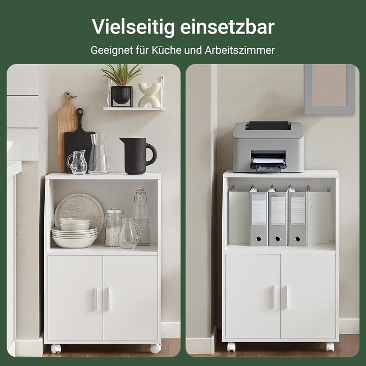 SoBuy FRG241-W Küchenschrank Küchenwagen Rollschrank Getränkewagen Mikrowellenschrank mit 2 Ablagen