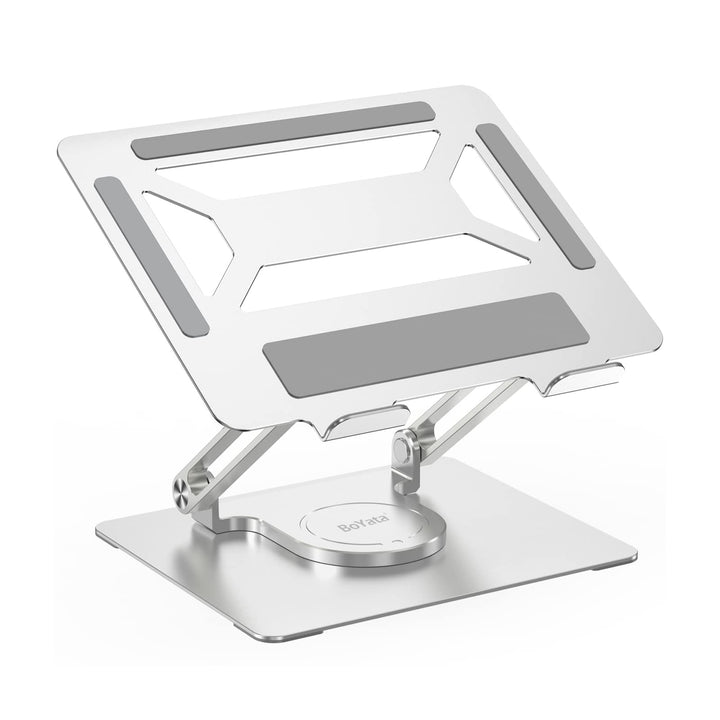 BoYata Laptopständer für Schreibtisch, Verstellbarer Computerständer mit 360° Drehbarer Basis, Ergon