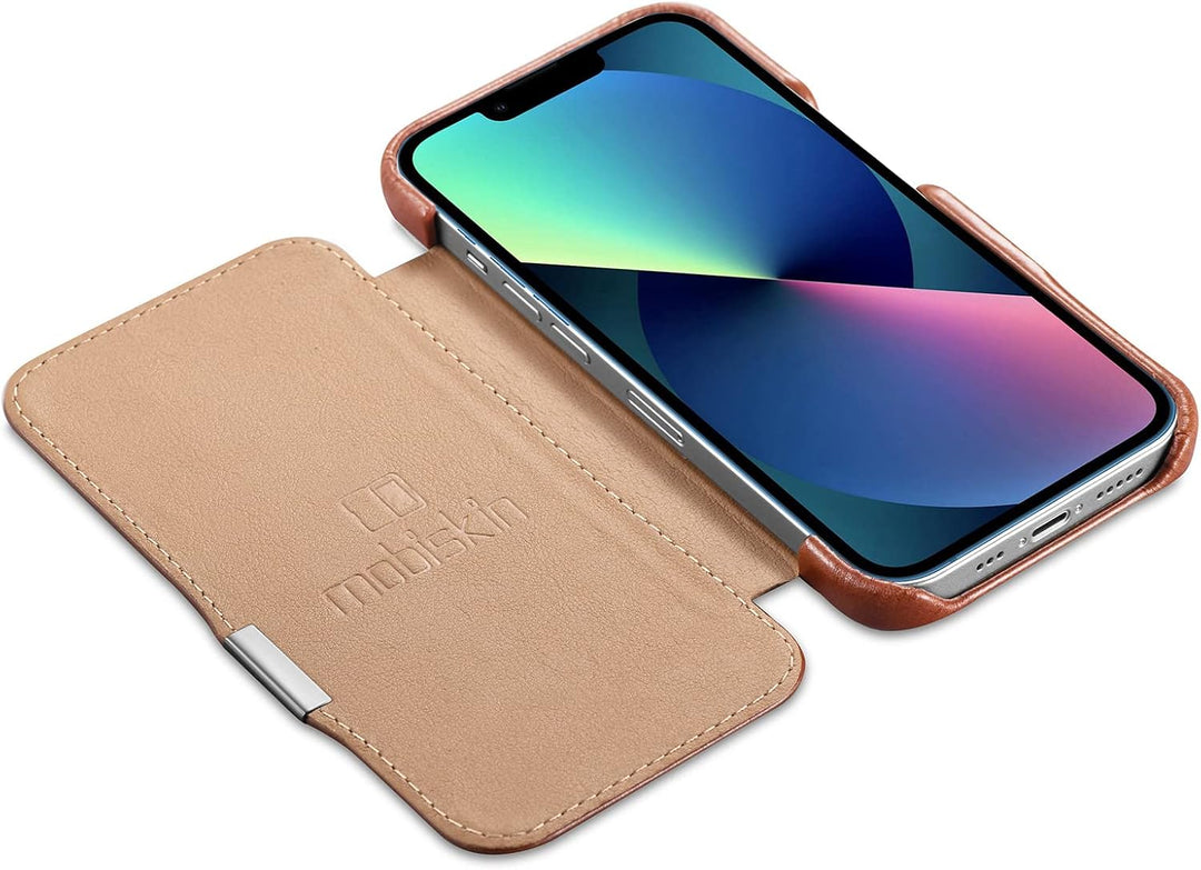 Mobiskin Hülle kompatibel mit Apple iPhone 13 (6,1 Zoll), Handyhülle mit echtem Leder, Case, Schutzh