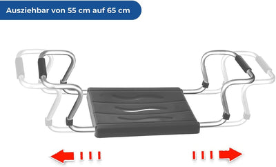 Maximex Badewannensitz Secura Silber - ausziehbar, 120 kg Tragkraft, Aluminium, 55-65 x 18 x 26 cm,