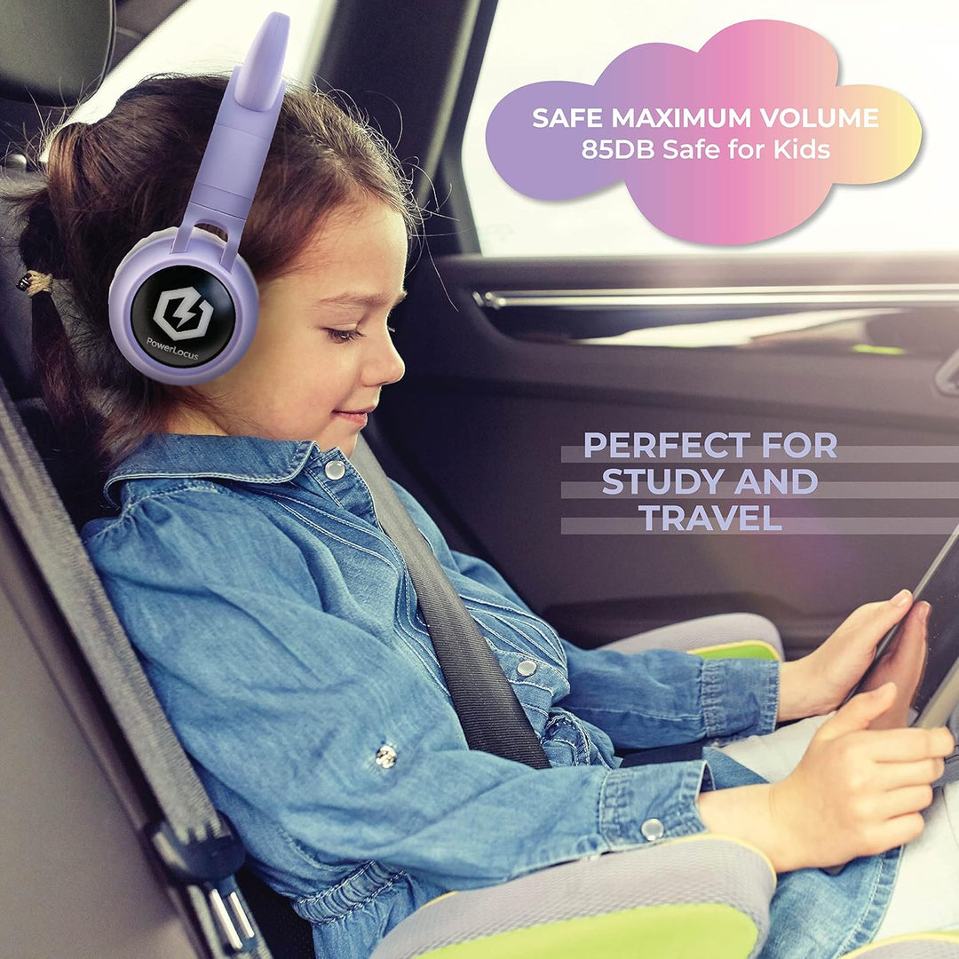 PowerLocus Bluetooth Kopfhörer Kinder, LED Katzenohren, 85dB Sichere Lautstärke, Bluetooth 5.3, Micr