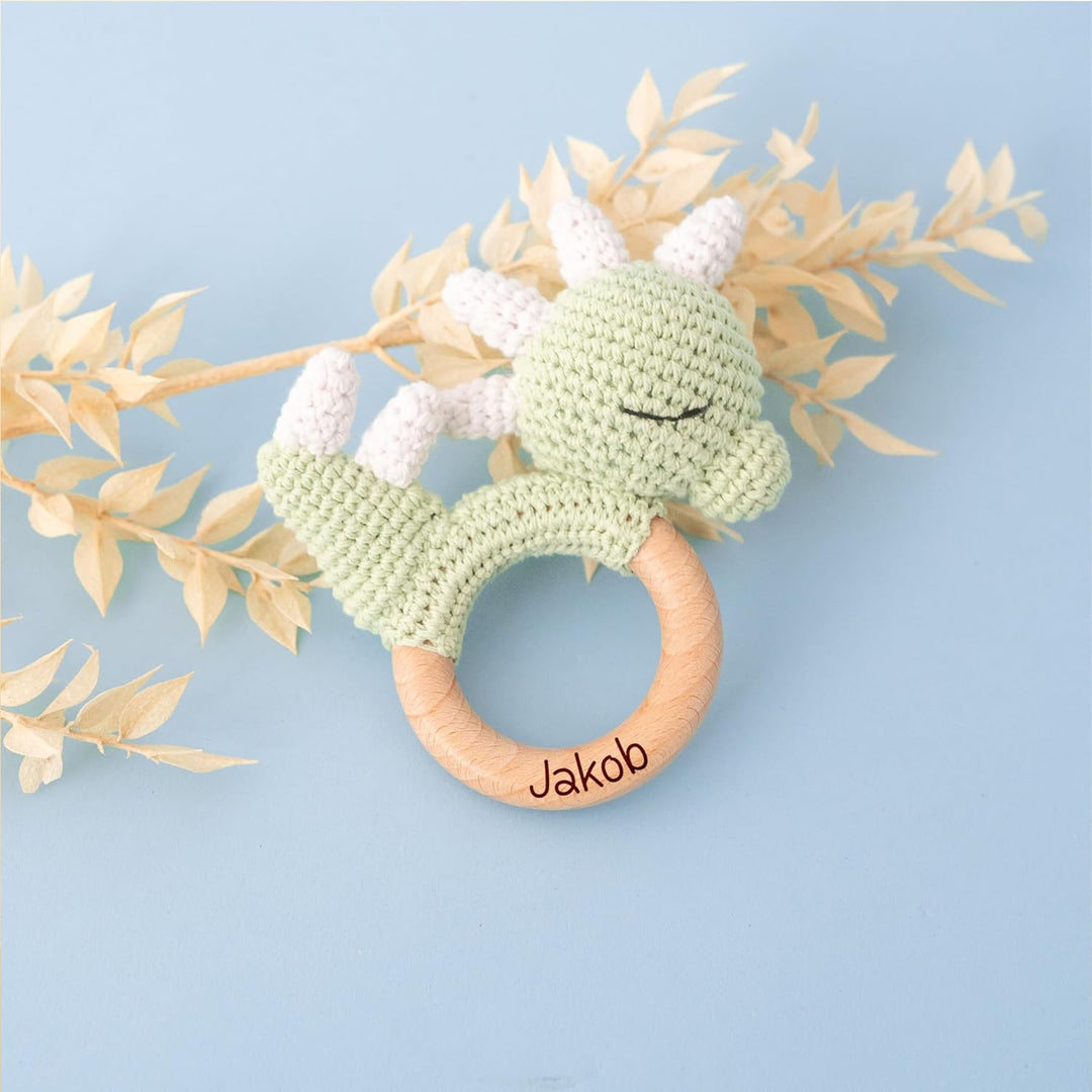 Personalisierter Beissring Baby - Niedlicher Greifling für Baby's ab 0 Monate - Babyrassel mit Name