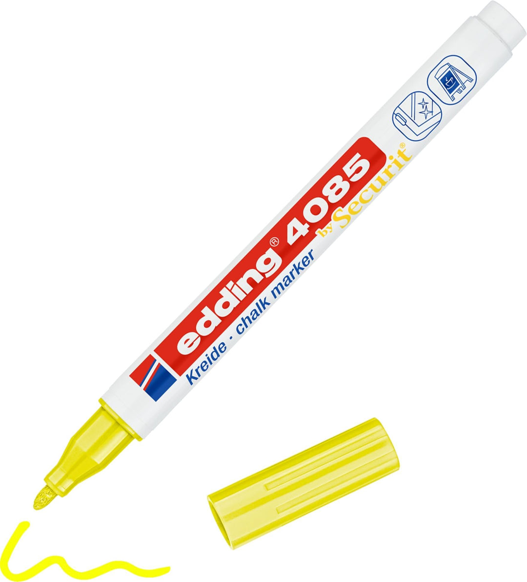 edding 4085 Kreidemarker - neon-gelb - 10 Kreidestifte - Rundspitze 1-2 mm - dünner Kreidestift für