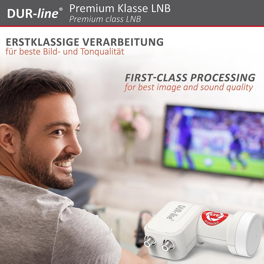DUR-line +Ultra Twin LNB - 2 Teilnehmer weiss - mit LTE-Filter [ Test SEHR GUT *] 2-Fach, digital mi