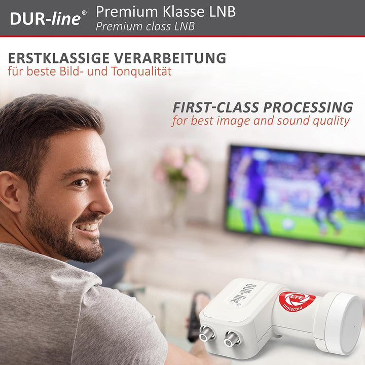 DUR-line +Ultra Twin LNB - 2 Teilnehmer weiss - mit LTE-Filter [ Test SEHR GUT *] 2-Fach, digital mi
