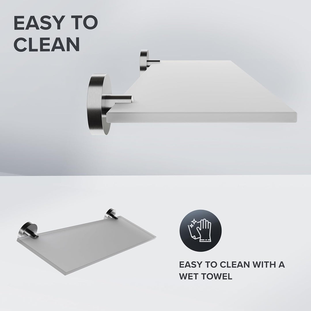 ovimar Badablage Nordborg | Edelstahl | Silber | Glasablage zum Bohren | hängend im Bad oder in der