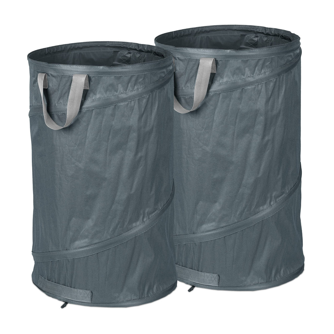 Relaxdays Laubsack selbstaufstellend, 2er Set, 120 L, Pop Up Gartensack mit 3 Griffen, UV-beständig,