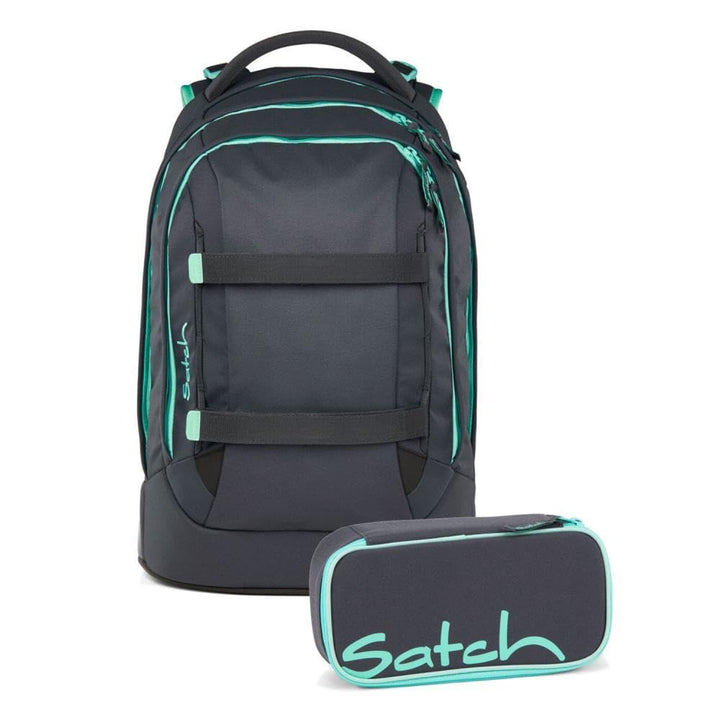 Satch pack Schulrucksack Set 2tlg. inkl. Schlamperbox (Mint Phantom), Mint Phantom