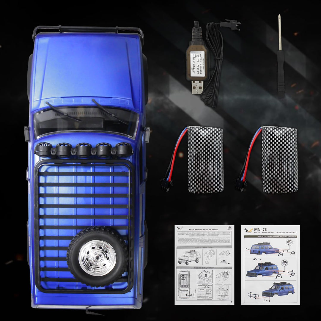 fisca RC Crawler 1:12 RC Truck 2.4GHz 4WD RC Modellauto, All Terrain Hobby Klasse RC LKW mit Offenen