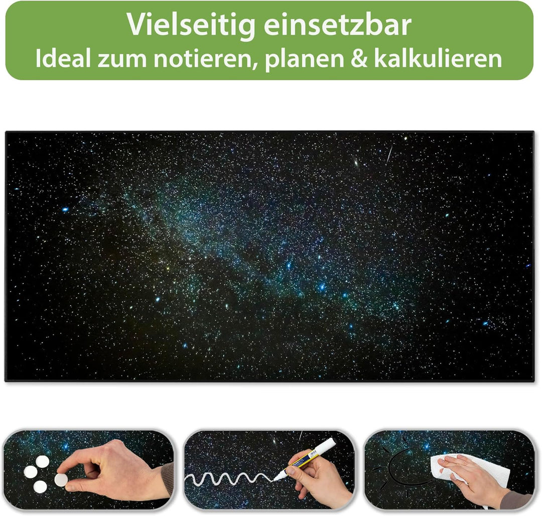 banjado Magnettafel schwarz 78 x 37cm / Magnetwand Metall/Magnetpinnwand als Memoboard/Pinnwand Magn