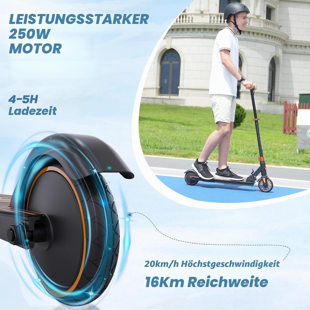 RCB R15 Elektroroller Kinder ab 8-12-16 Jahre, Faltbarer E Scooter, Max 20km/h, Reichweite 16KM, Nur