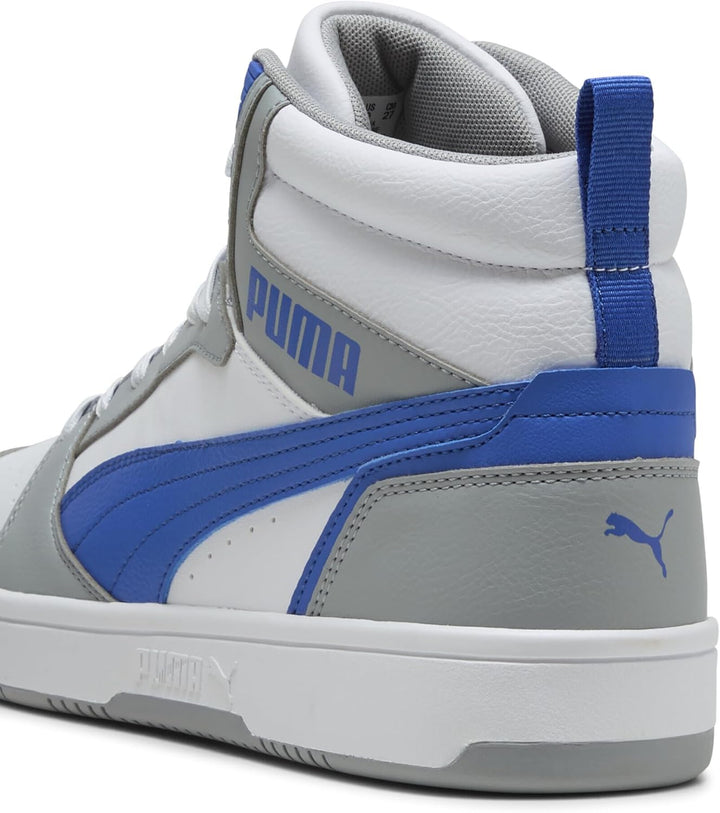 PUMA Unisex Rebound V6 Sneaker 36 EU Cool Mid Gray Vivid Blue Puma White, 36 EU Cool Mid Gray Vivid