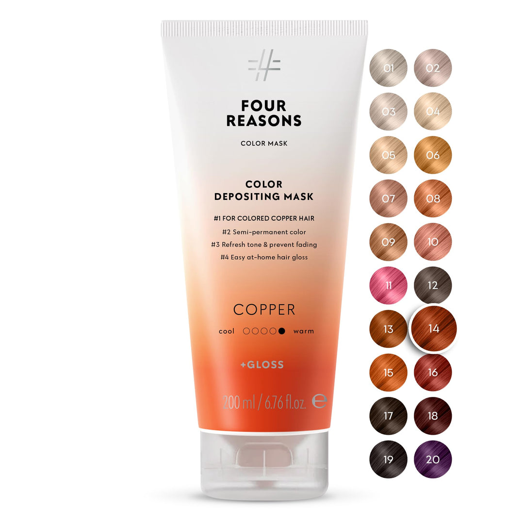Four Reasons Color Mask - Copper - (27 Colors) Toning Treatment, Color Depositing Conditioner, Tone