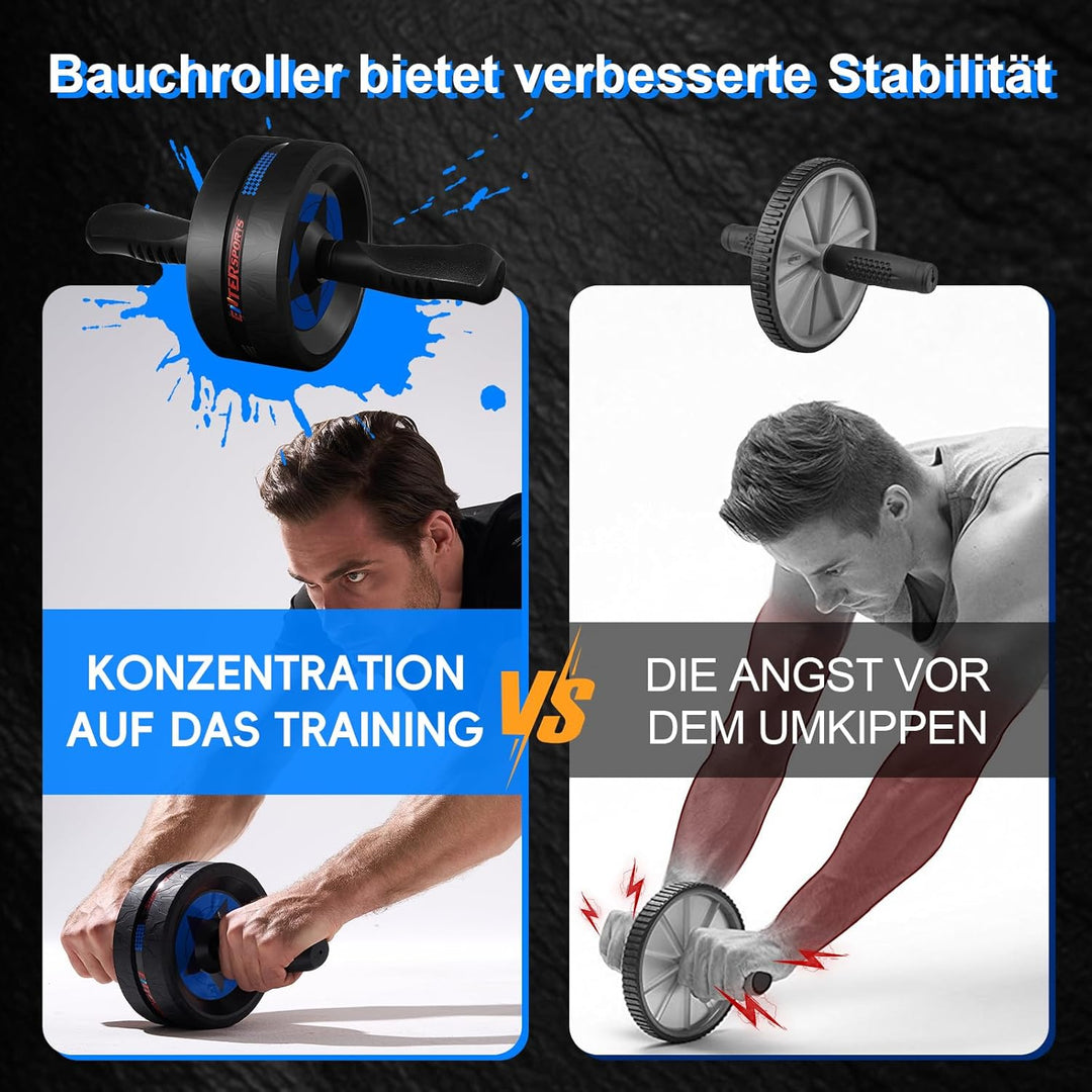 EnterSports Bauchroller, Bauchmuskeltrainer, Bauchmuskelroller mit Zwei Kniematte, Bauchrad Für Bauc