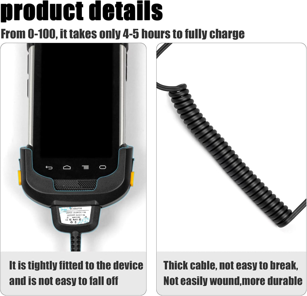 Sicimly Tc77 2-in-1 USB und Auto Schnellladekabel für Zebra Tc70 TC77 TC72 TC75 TC75X TC70X TC55 TC7