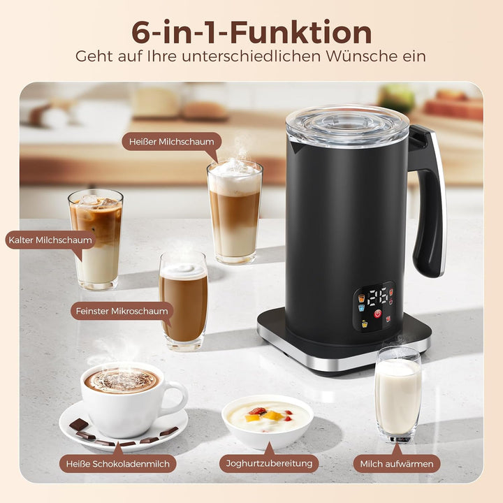 Elektrischer Milchaufschäumer 6-in-1, Milchschäumer, Milk frother 420ml, Milchaufschäumer, Milk foa